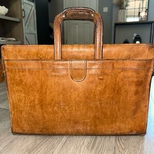 Vtg Hartmann Distressed Brown Leather Laptop Briefcase Messenger Bag